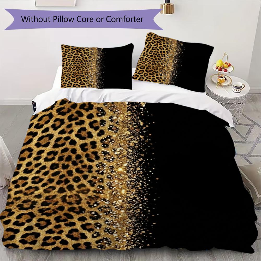 Leopard Print Pattern Bedding Uilt Set Uilt Cover Pillowcase Home Decoration Birthday Gift (1 * Duvet Cover + 2 * Pillowcase Without Core)17