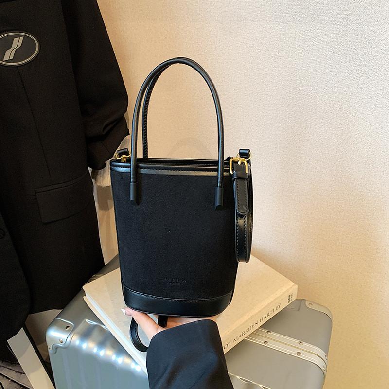 IELGY Ladies Bucket Bag Autumn Winter Retro Suede Crossbody Bag