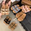 Thick-bottomed Boken Slippers Women Wear In Summer, New Fairy Retro Leather, Comfortable Flat-bottomed Sandals