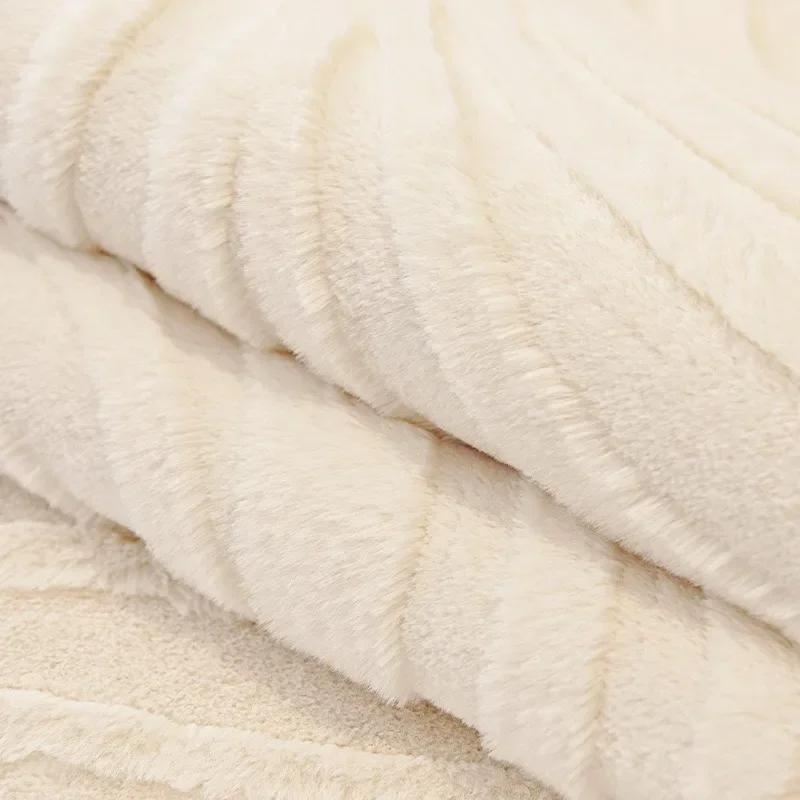 Thicken Rabbit Plush Sofa Cover for Living Room Anti-Slip Universal Sofa Mat Back Couch Towel Sectional Couch Cushion Protector