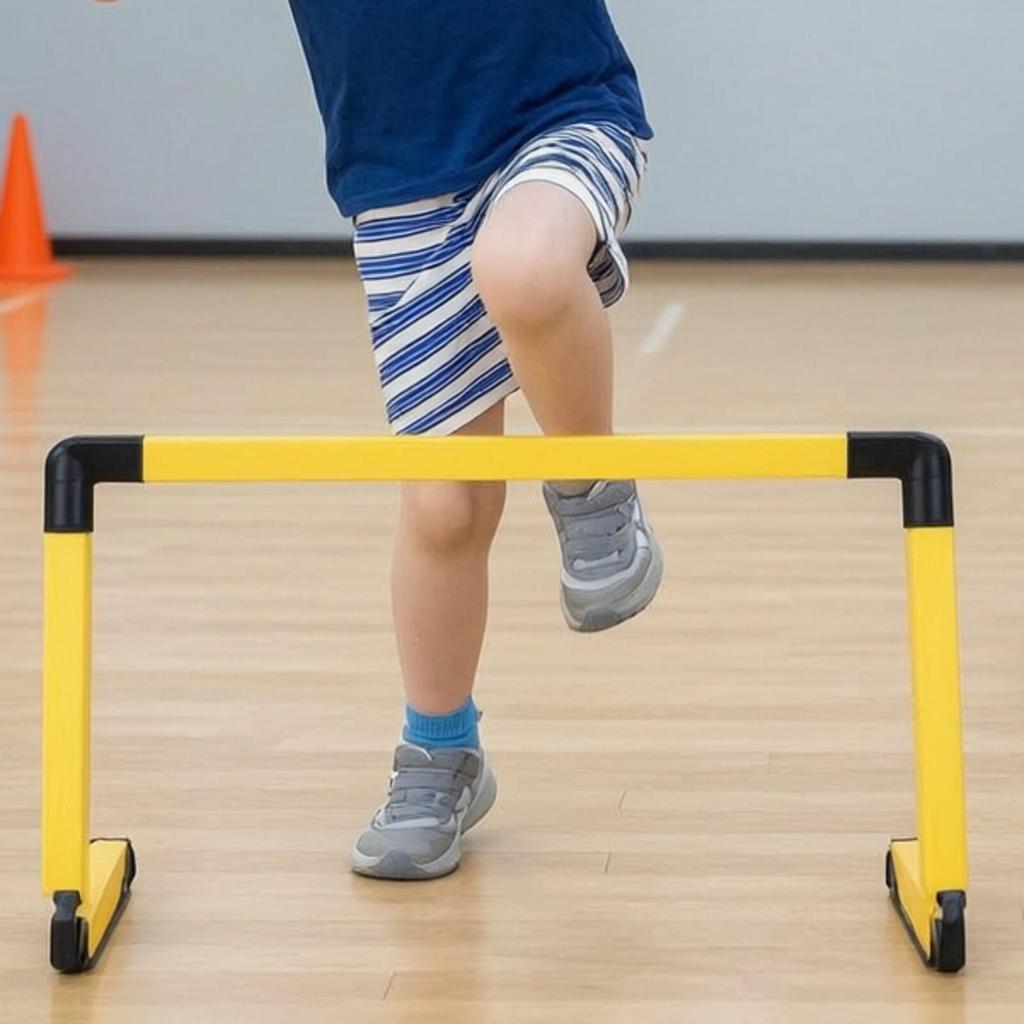 Klappbare Trainingshürde mit schwenkbarer Basis, tragbar für Schulen, Fußballspieler