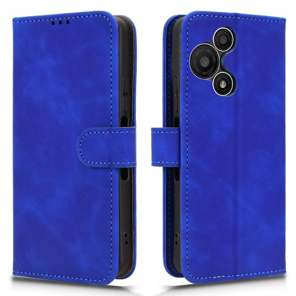 

Для TCL 60 NxtPaper 4G Кожаный чехол Скин на ощупь Противоударный Чехол-книжка для телефона с кошельком Blue