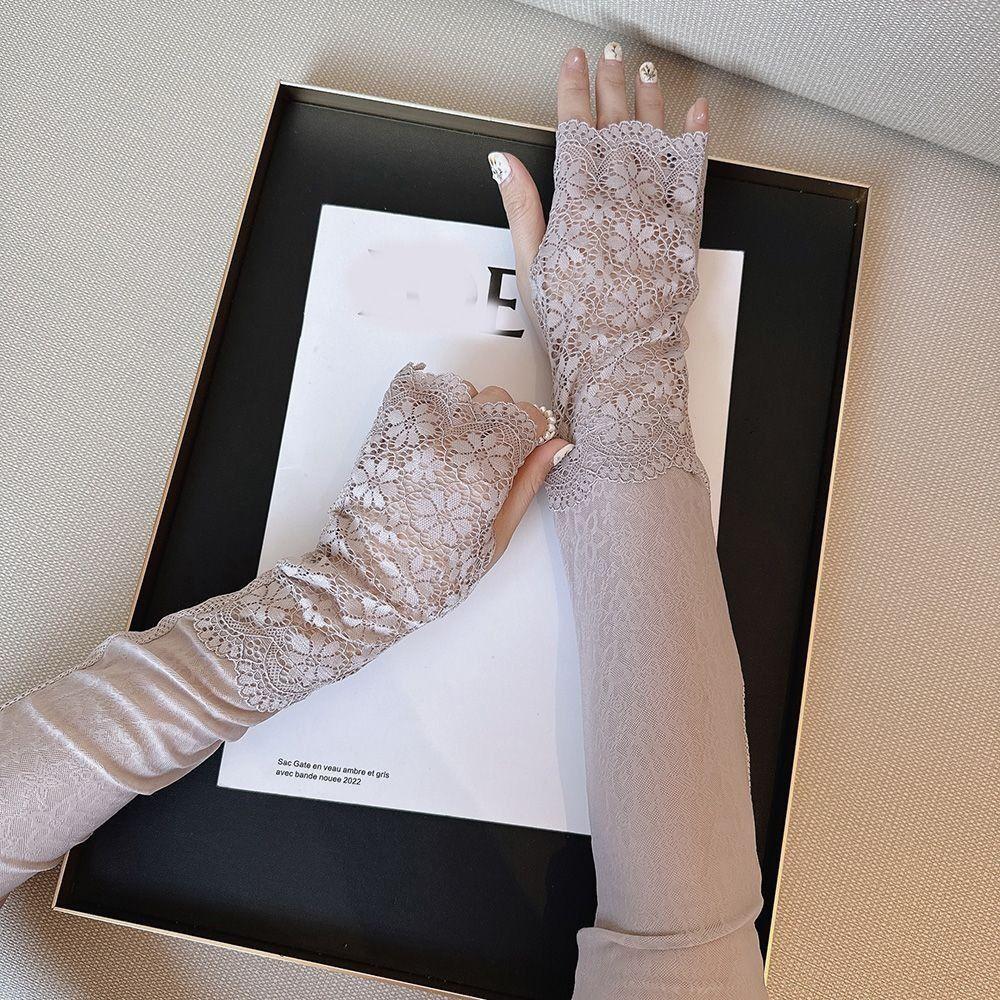 Sun Protection Lace Ice Silk Sleeves UV Insulation Cycling Gloves Cute Sunscreen Sleeve Outdoor