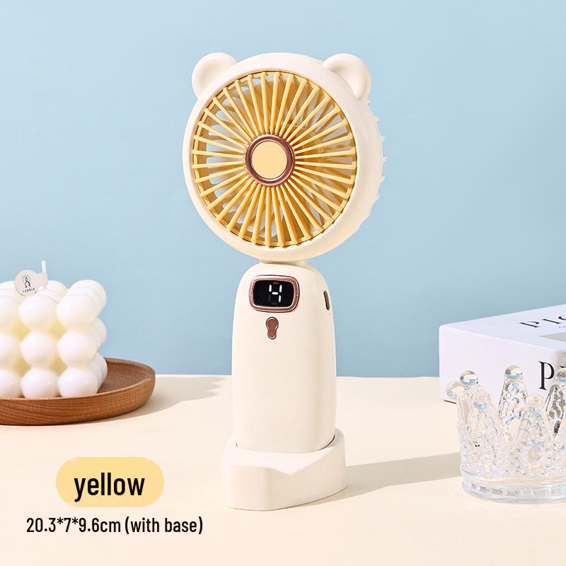 

USB Rechargeable Five-Speed Mini Fan with Digital Display - Cartoon Bear Design 14.5*7.3cm