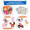 Baby Soft Plush Animal Tissues Box Simulated Farm Animals House Set with Sound Toddler Sensory Cognition Toys Montessori Toys