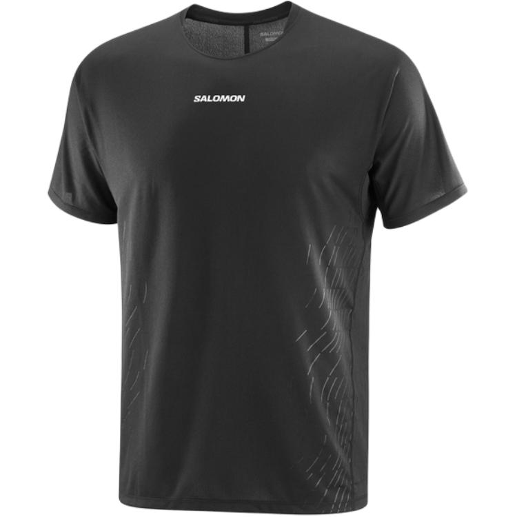 SALOMON T Shirts Men s Pitch Black/Beauty Black Men s C26998 Crew Neck Moderate Straight Fit C26998- 175/96A