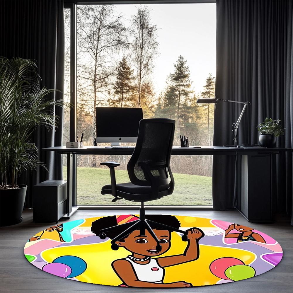 Gracie's Corner Printed Round Rug Carpet Chair Rug Area Rug Entryway Doormats,for Office Chair Living Room Bedroom Kitchen Room.