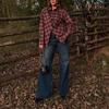 2026 Spring Collection: European & American Style Plaid Shirt - Chic, Casual, Retro Design with Waist-Cinching for a Trendy Look