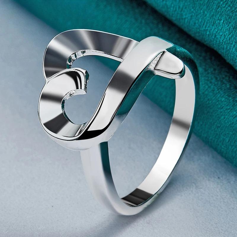 925 Sterling Silver Heart 6-10# Ring for Women Wedding Lovers Party Fashion Charm Jewelry