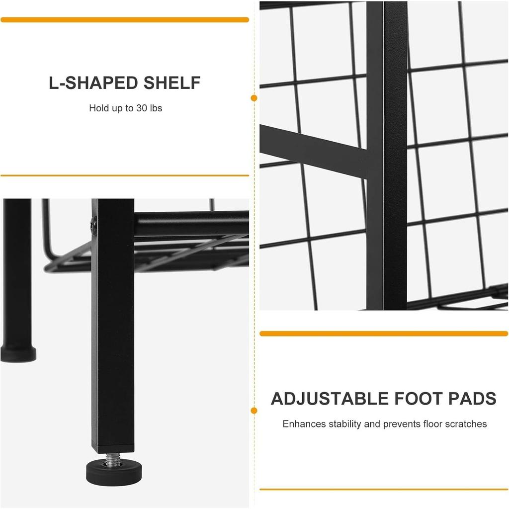 3-Tier Metal Record Player Stand - Holds 90 Vinyl Albums, Turntable Shelf for Living Room/Bedroom/Office, Brown