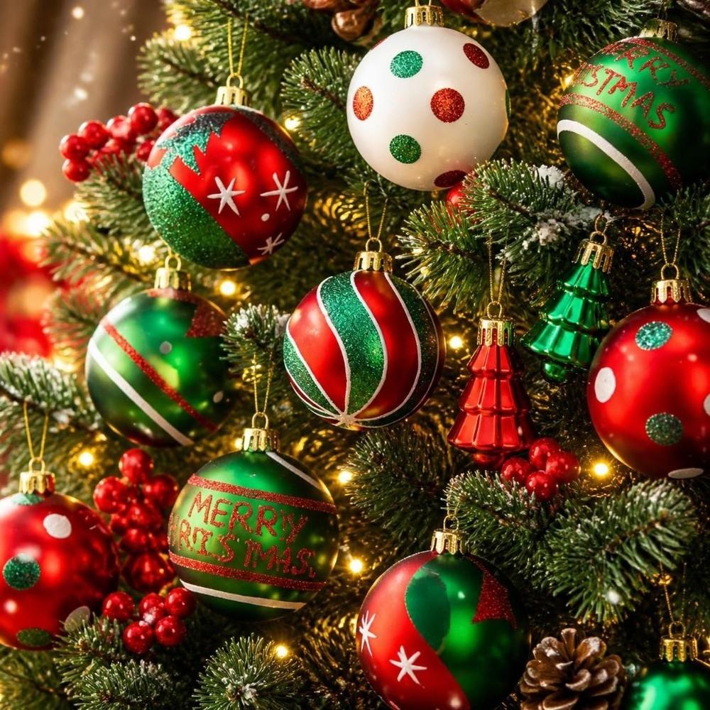 42Pcs/Set Creative Christmas Tree Balls Shiny Xmas Baubles Durable Christmas Ball  Showcase