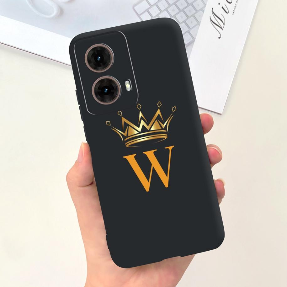 For Motorola Moto G85 Case 2024 New Luxury Initial Letters Soft Silicone Protective Cover For Moto G85 5G G 85 Shockproof Bumper