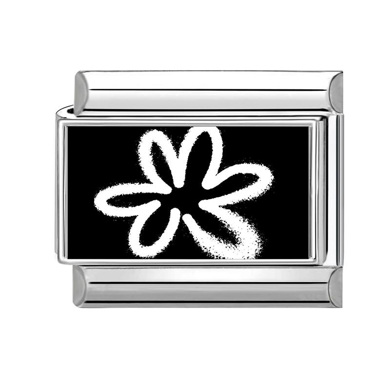 Y2K Black Series Heart Sunflower Heart Star Tai Chi Eye Cat Italian Charm Links Fit 9mm Stainless Steel Bracelet DIY Making Gift