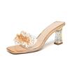 Fashion Summer Glitter Slides Shoes Women Slippers Outdoor Heeled Mules Low Jelly 2024 High Thin Basic Rubber Crystal Rome Shoes