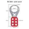 Red Industrial Safety Lockout Hasps Six Hole Steel Lock Steel Hook with Plastic Coated Body Hardware