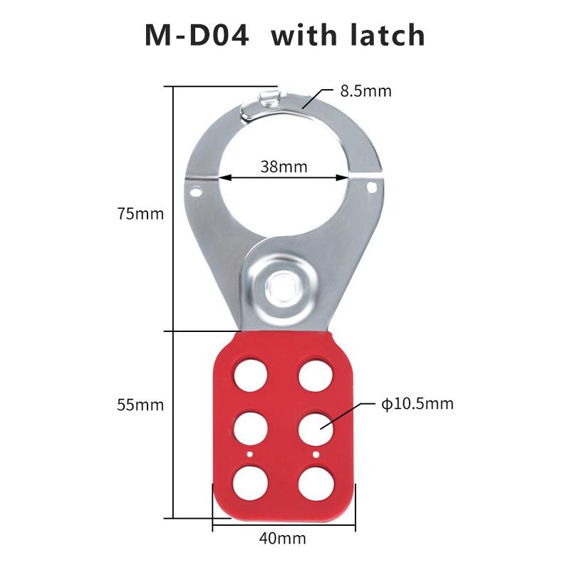 Red Industrial Safety Lockout Hasps Six Hole Steel Lock Steel Hook with Plastic Coated Body Hardware