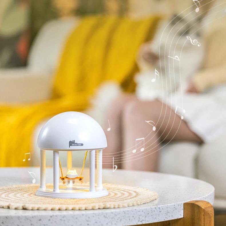 Dreamy Projector Ambient Night Light Wireless Bluetooth Speaker High Pitched Swing Cat Music Box Ambient Lamp