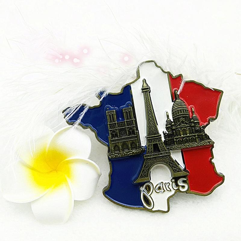1 Pc New Creative 3D Metal Magnet France Map Fridge Sticker Resin Sticker Paris Tourist Souvenir Home Living Decorations