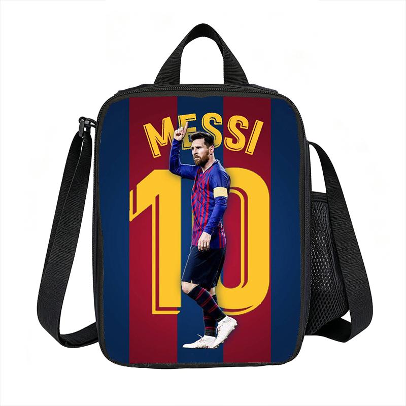 Leer, Reizen Geïsoleerde Lunchtassen M-Messi Thermische Tas Voetbalster Lunchcontainer Lekvrije Tote Lunchbox Voedselopbergzakken