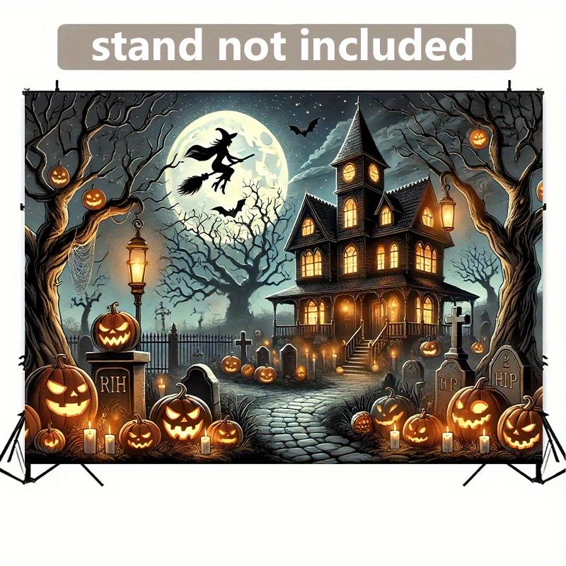 Background poster Halloween spooky ghost house background fabric for wall decoration.PMJ