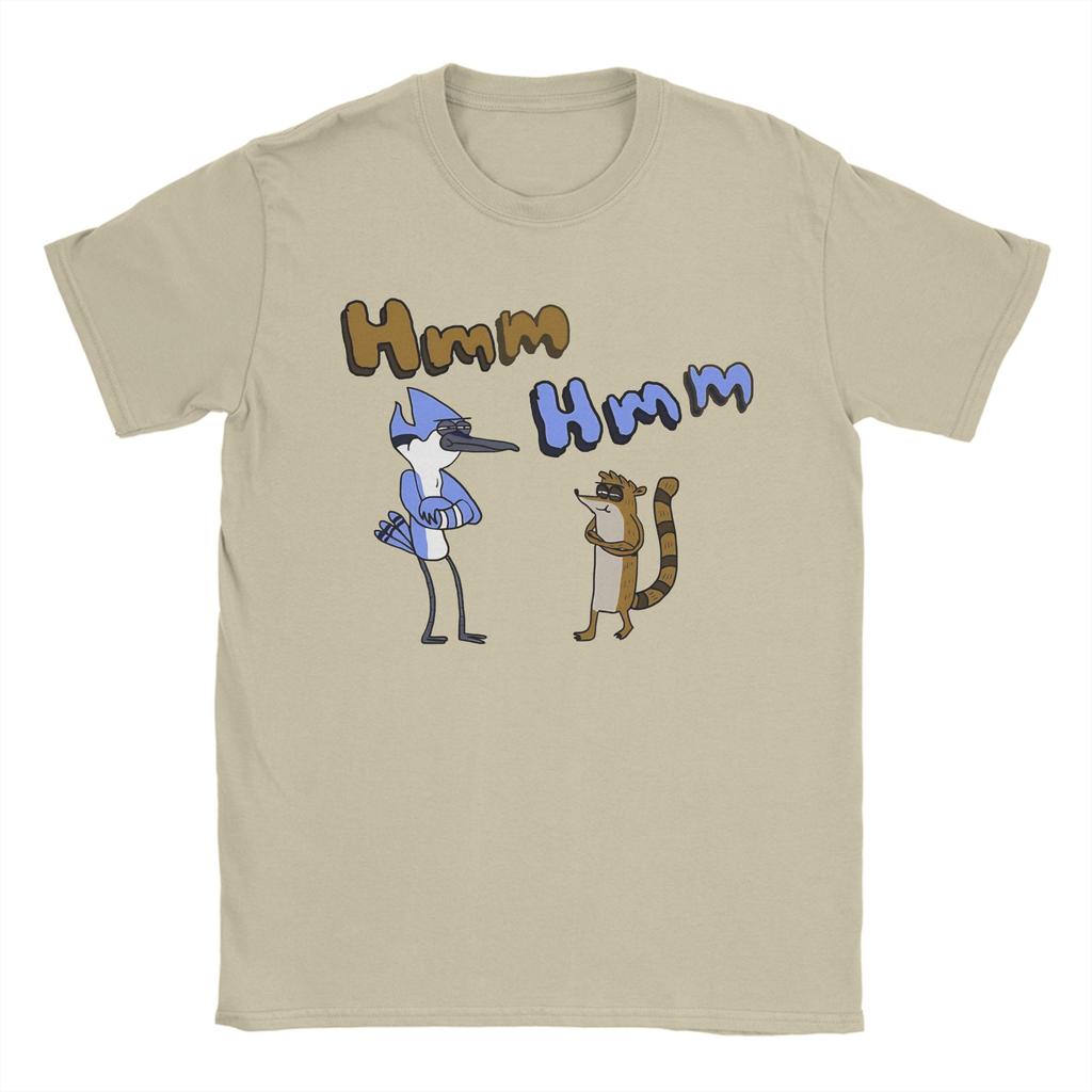 Unique Hmm Hmm Regular Show TShirts for Men Crew Neck Pure Cotton T Shirts Short Sleeve Tee Shirt Gift Idea Tops