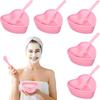 6/12Pcs Heart-Shaped Facial Mask Mixing Bowl with Scraper – Plastic DIY Skincare Tool for Home and Salon Use