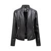 New simple casual leather jacket women's stand-up collar zipper slim locomotive suit short jacket women