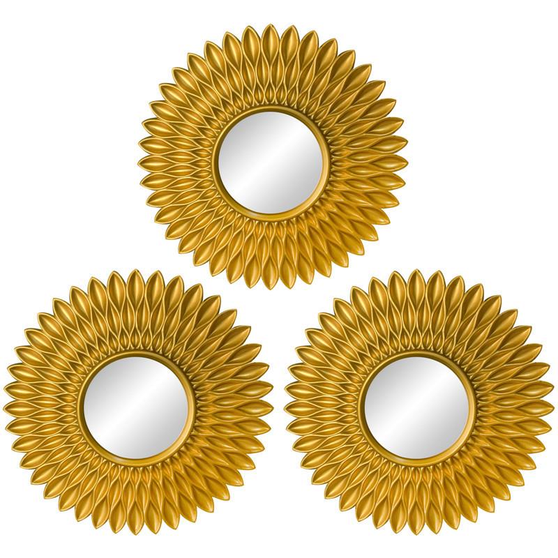3PC/Set Wall Decor Round Wall Mirror Sets Hanging Mirror Gold Hanging Mirror Living Room Background
