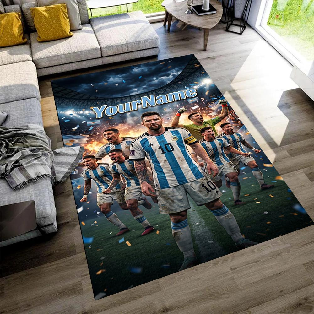 Messi Customizable Name Area Rug Design for Kitchen Dormitory Game Room Playrooms Antislip Carpet Anime Office Decor