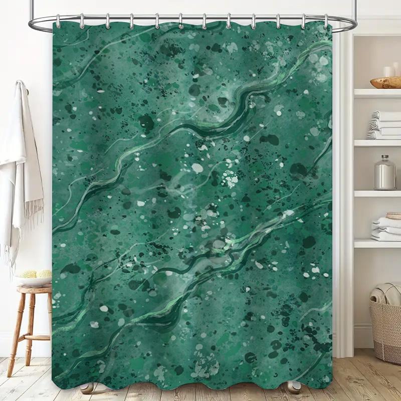 Modern Green Marble Shower Curtain Waterproof Bath Decor For Bathroom Decorations