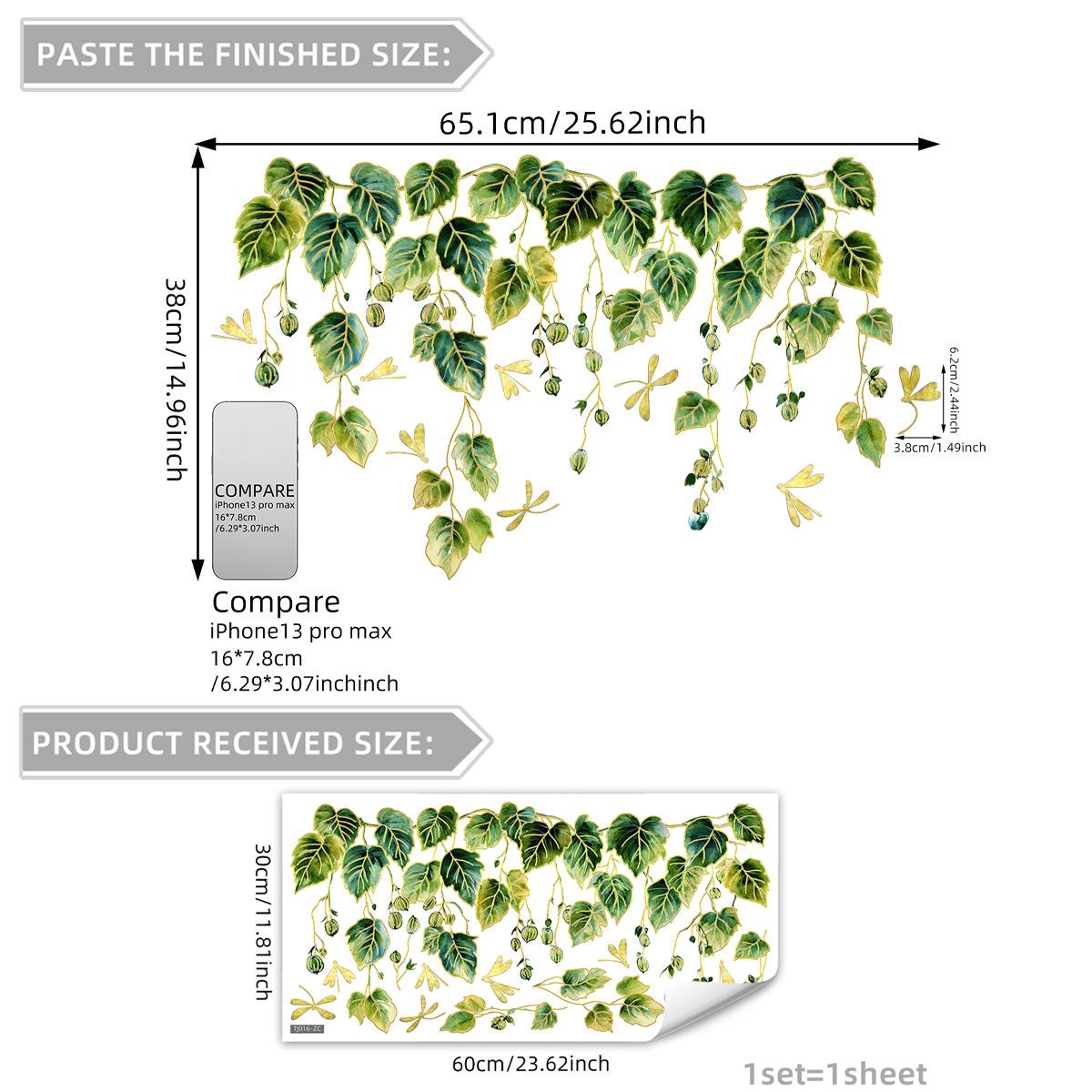 

Hand-Painted Potted Vines, Ginkgo Biloba Leaves, Bronzing Wall Stickers To Decorate Children S Room, Bedroom Background, Self-Adhesive Wall Stickers