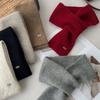 Wool Knitted Blended Red Small Scarf with Ear Piercing Holes for Winter Warmth  A Family and Children's Scarf