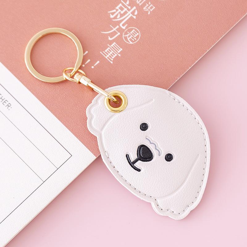 Leather Strawberry Lemon Keychain Case Holder  Women Car Key Ring Charm Bag Car Pendant Gift Anti-Lost Pet Dog Cat Collar
