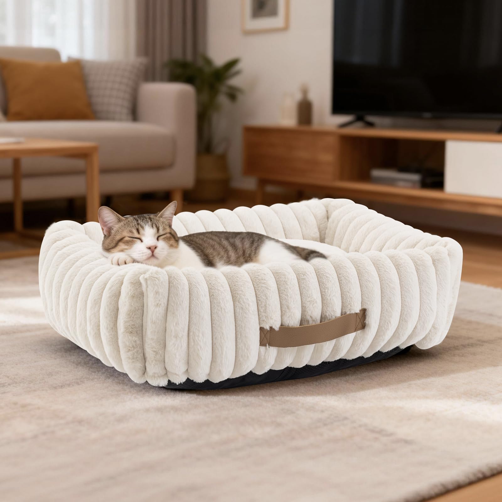 

Washable cat bed, pet bed, dog bed, washable, warm cat bed, removable, fluffy, heat-retaining, warm, cold weather protection, soft, outer dimensions a