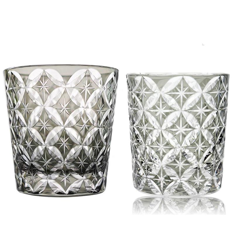11 Oz 8.5 Oz Hand Cut Edo Kiriko Grey Crystal Glass Whiskey Tumbler With Hand Carved Star Pattern Unique Bourbon Glass Tumbler