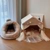 Paturi pentru animale de companie stil prințesă cu ornamente din dantelă Lavabile Casă pentru câini sau pisici pentru toate anotimpurile Cort pentru animale cu pernă detașabilă Cușcă pentru câini