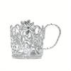 1pc Silver Color Wrought Iron Floral Design Cup Holder, Non-Food Contact Metal Stand for Disposable Cups, Elegant Tabletop Decor for Parties
