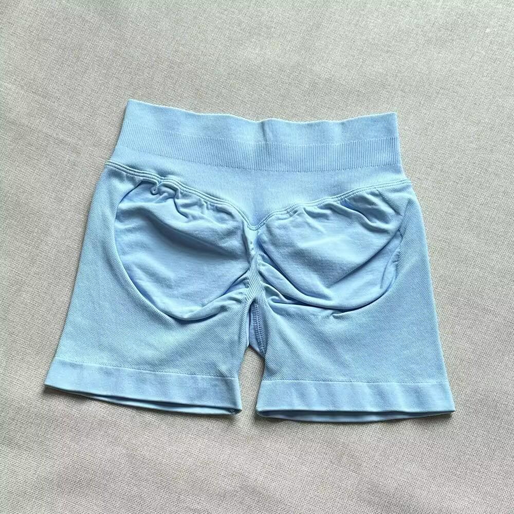 DFYNE Candy Color Raffung Nahtlose Yoga-Shorts - Dreiteiliger Bund, Enge Passform