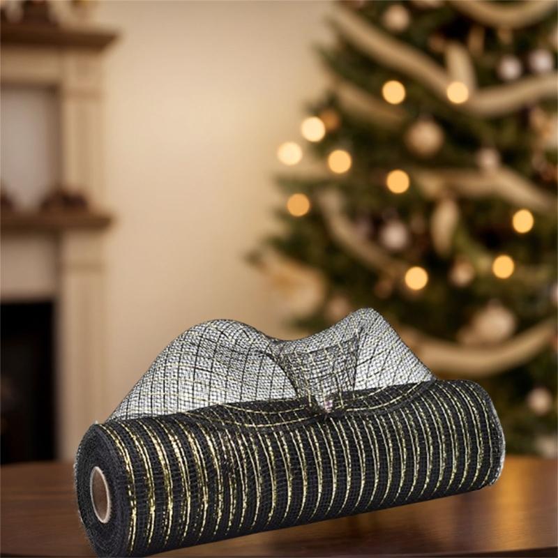 Deco Net Ribbon 10Inchx10Yard Metallic Foil Poly Net Ribbon For Wreath Crafting Holiday Decoration and Wrapping