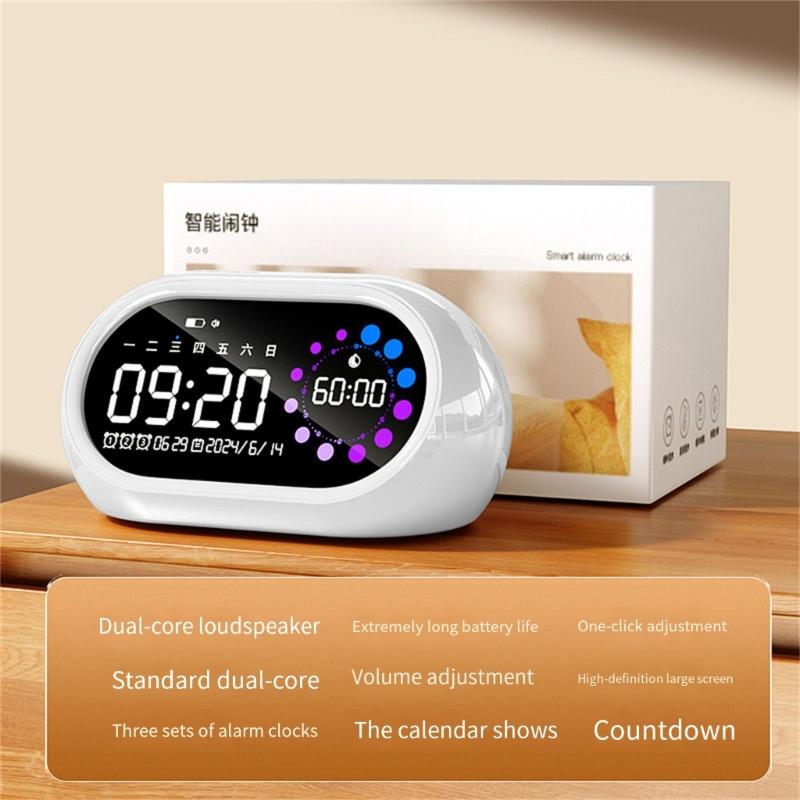 Intelligent Digital Alarm Clock Extra Loud Alarm Rechargeable LED Display Timer For Deep Sleepers Contemporary Design