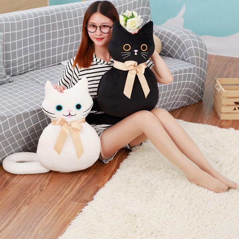 53cm Kawaii Long Tail Cat Plush Toys Stuffed Cute Animal Cat Doll With Bowknot 4 Colors Soft Pillow