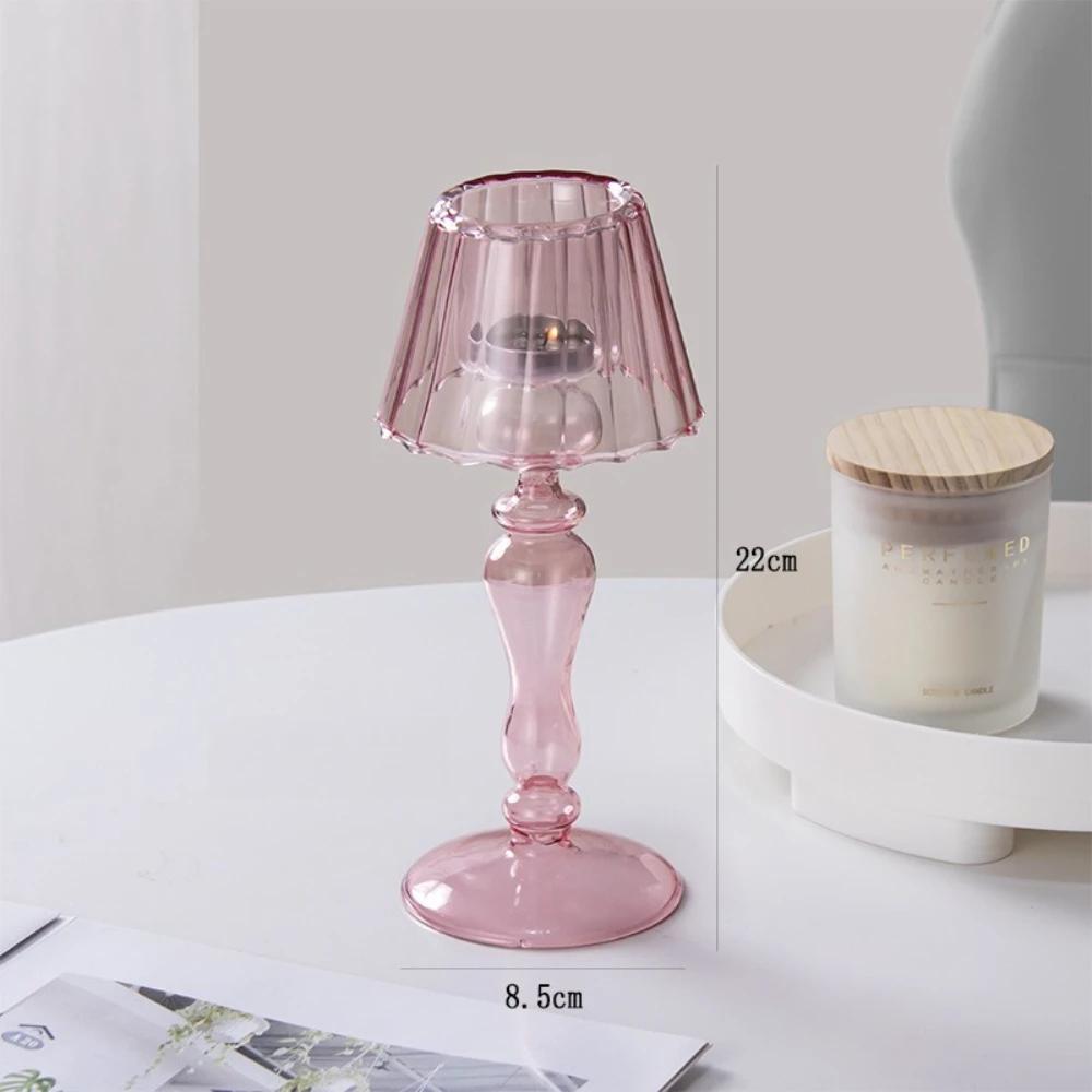 European Transparent Desk Lamp Shaped Glass Candle Holder Retro Candle Holder Home Decoration Accessories Wedding Party Decor