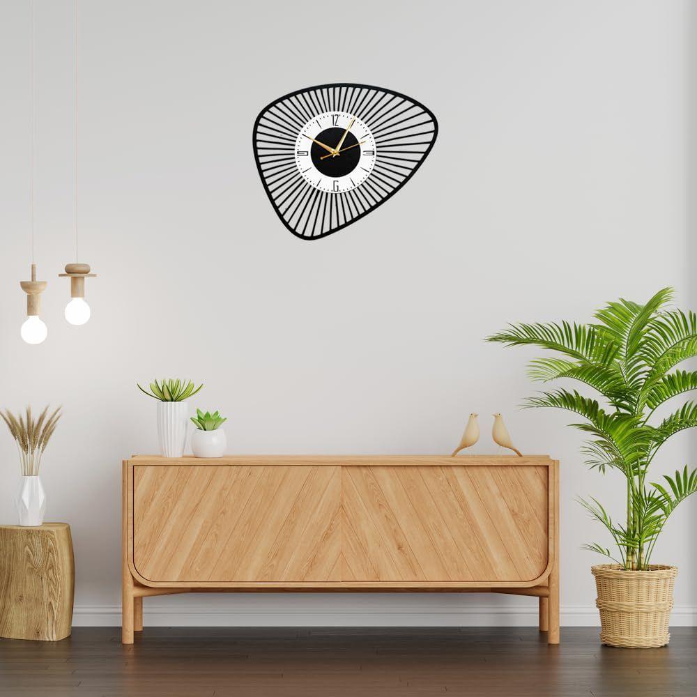 Irregular Asymmetrical Metallic Analog Wall Clock for Home, Office, Living Room, Bedroom, Kids Room & Kitchen
