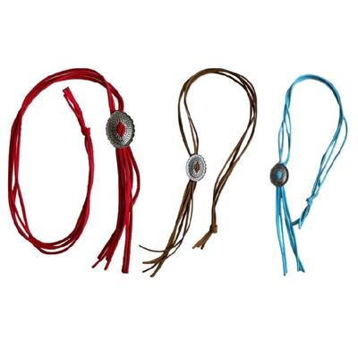 Cravatta Bolo Western Unisex con Ciondolo Fiore in Metallo Intagliato per Feste e Moda Quotidiana Corda con Nappe Collana