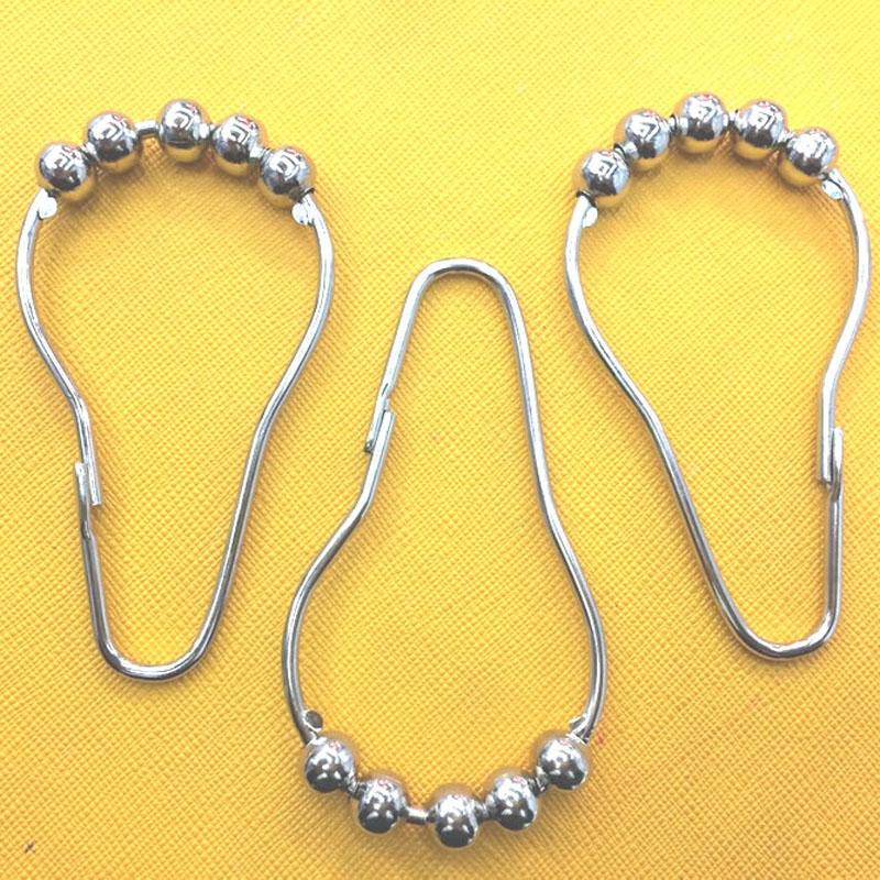 12 Pcs/pack Rustproof Bath Curtain Rollerball Shower Curtain Rings Hooks 5 Roller Ball Curtain Accessories