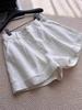 Elevated Style: Women's High-Waisted White Linen Cuffed Shorts - Summer Casual, Old Money Aesthetic, Leg-Lengthening Wide-Leg Fit