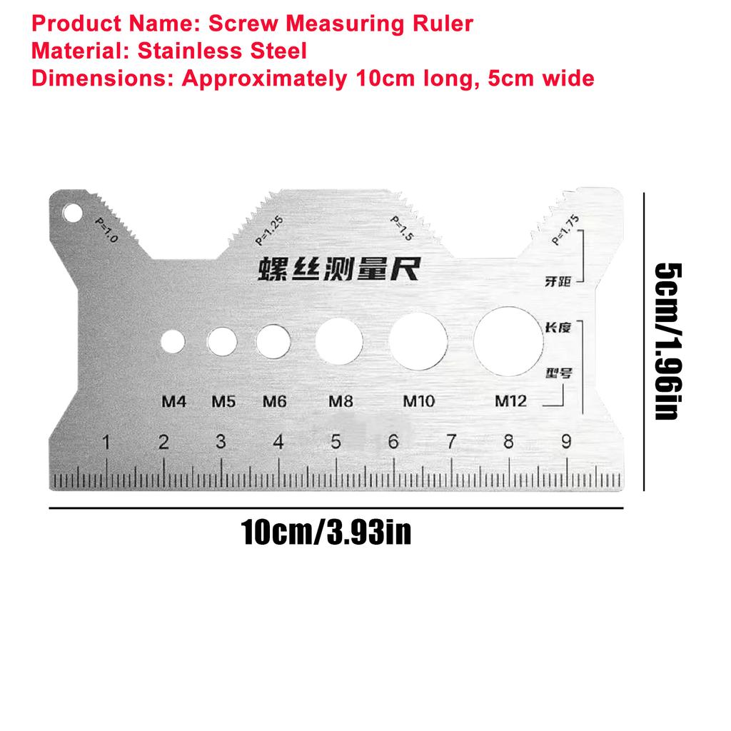 410 Stainless Steel Thread Gauge Screw Measuring Ruler Multifunctional Easy-to-Read Thread Gauge Ruler For Home Industry Repair
