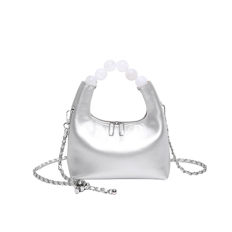 

This year s popular bag women 2025 new Mori foreign style versatile single shoulder small fragrant wind beaded portable dumpling bag women срібний