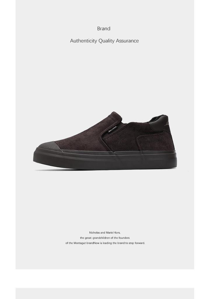 Men's Winter Plus Velvet Low-Top Casual Shoes: Stylish Solid Color, Easy Slip-On Design