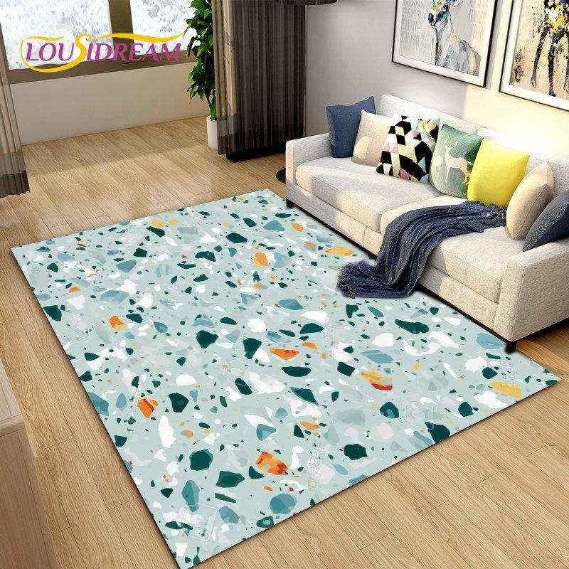 3D Crushed Stone Path Colour Gravel Area Rug Large,Carpet Rug for Living Room Bedroom Sofa Doormat Decoration,Non-slip Floor Mat